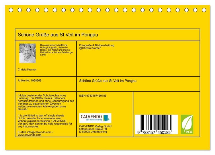 Produktbild: Sch&ouml;ne Gr&uuml;&szlig;e aus St.Veit im Pongau (Tischkalender 2026 DIN A5 quer), CALVENDO Monatskalender