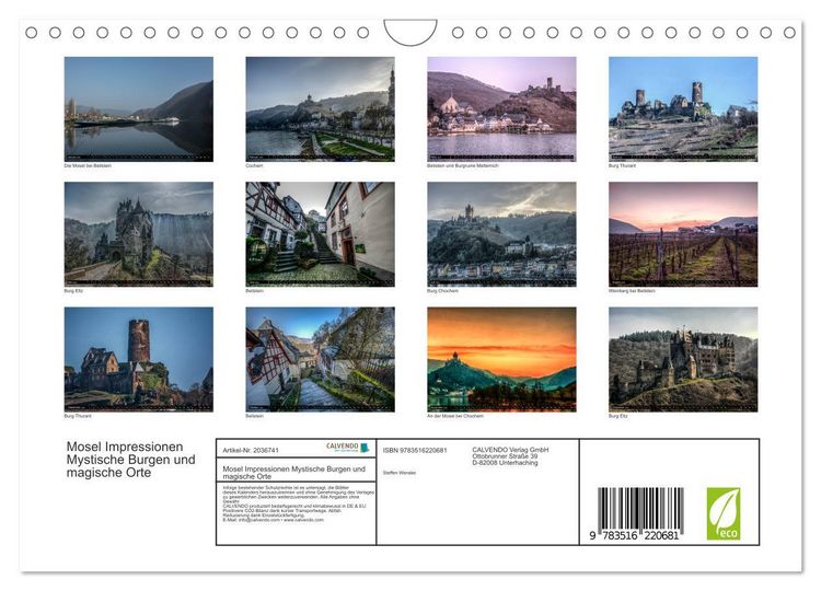 Produktbild: Mosel Impressionen Mystische Burgen und magische Orte (Wandkalender 2026 DIN A4 quer), CALVENDO Monatskalender