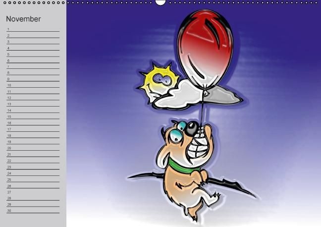Produktbild: Hunde-Geburtstagskalender / Witziger Cartoon-Kalender (Wandkalender immerw&auml;hrend DIN A2 quer)