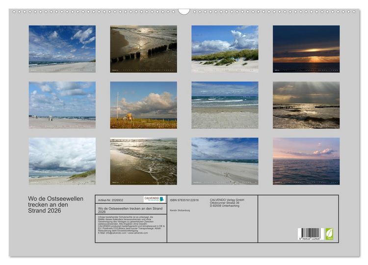 Produktbild: Wo de Ostseewellen trecken an den Strand 2026 (Wandkalender 2026 DIN A2 quer), CALVENDO Monatskalender