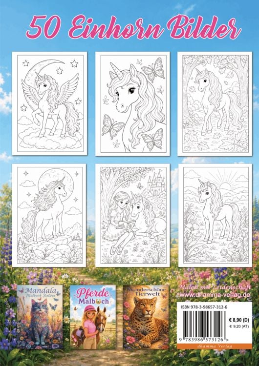 Produktbild: Einhorn Malbuch f&uuml;r M&auml;dchen von 6&ndash;8 Jahren mit 50 zauberhaften Ausmalbildern