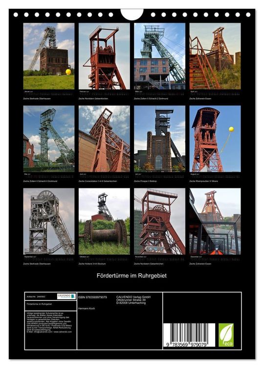 Produktbild: F&ouml;rdert&uuml;rme im Ruhrgebiet (Wandkalender 2027 DIN A4 hoch), CALVENDO Monatskalender