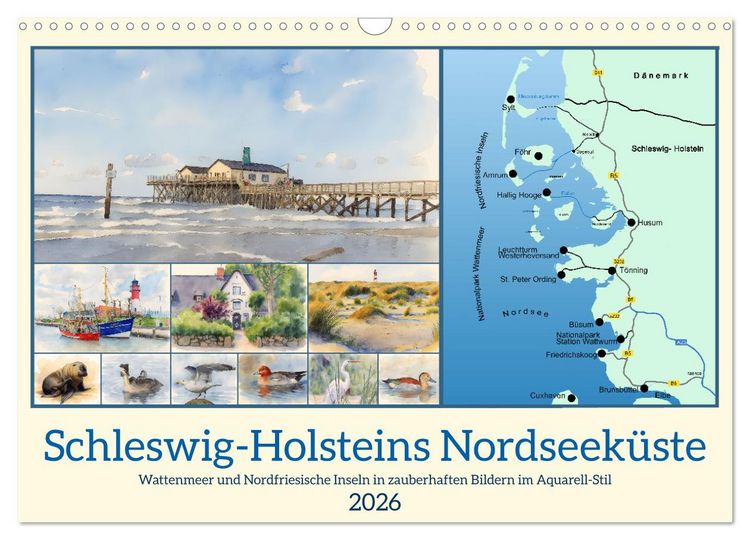 Produktbild: Schleswig-Holsteins Nordseek&uuml;ste (Wandkalender 2026 DIN A3 quer), CALVENDO Monatskalender