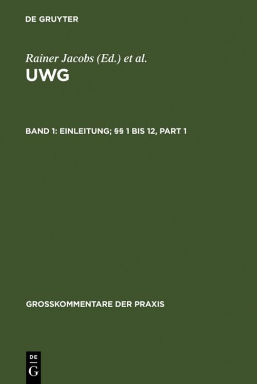 Produktbild: UWG / Einleitung; &sect;&sect; 1 bis 12