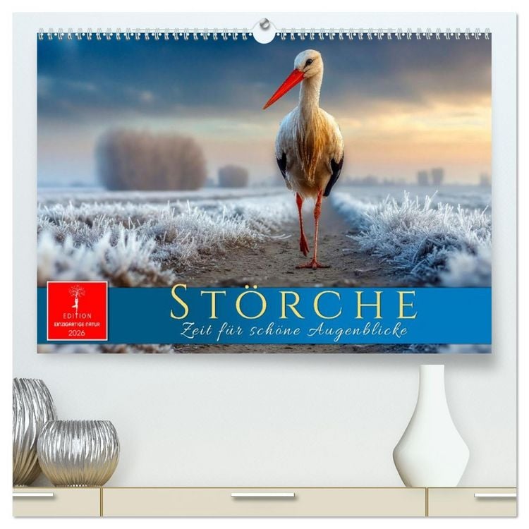 Produktbild: St&ouml;rche - Zeit f&uuml;r sch&ouml;ne Augenblicke (hochwertiger Premium Wandkalender 2026 DIN A2 quer), Kunstdruck in Hochglanz