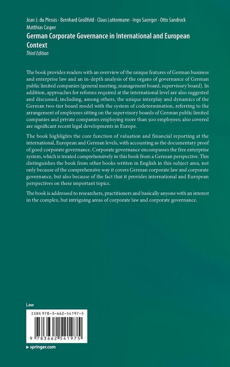 Produktbild: German Corporate Governance in International and European Context