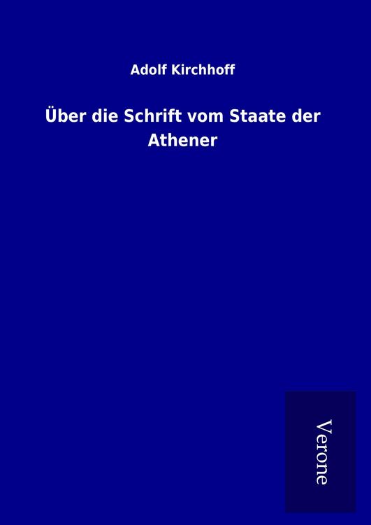Produktbild: &Uuml;ber die Schrift vom Staate der Athener