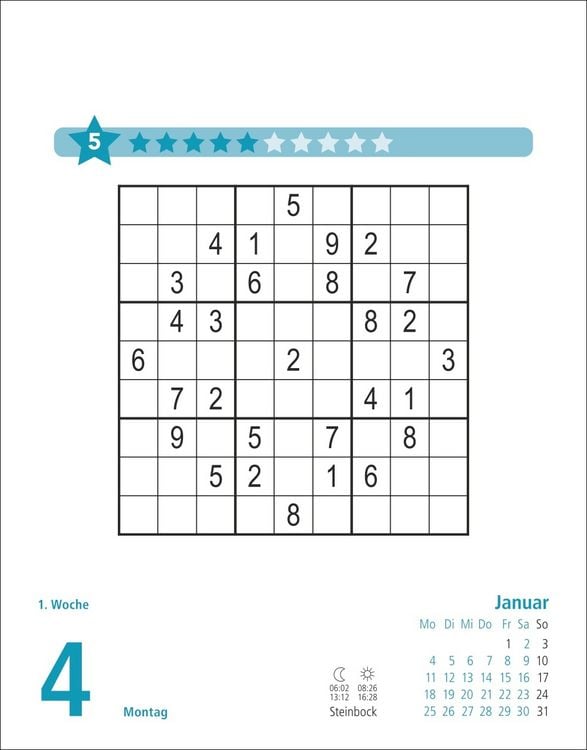 Produktbild: Stefan Heine Sudoku mittel bis schwierig Tagesabrei&szlig;kalender 2027