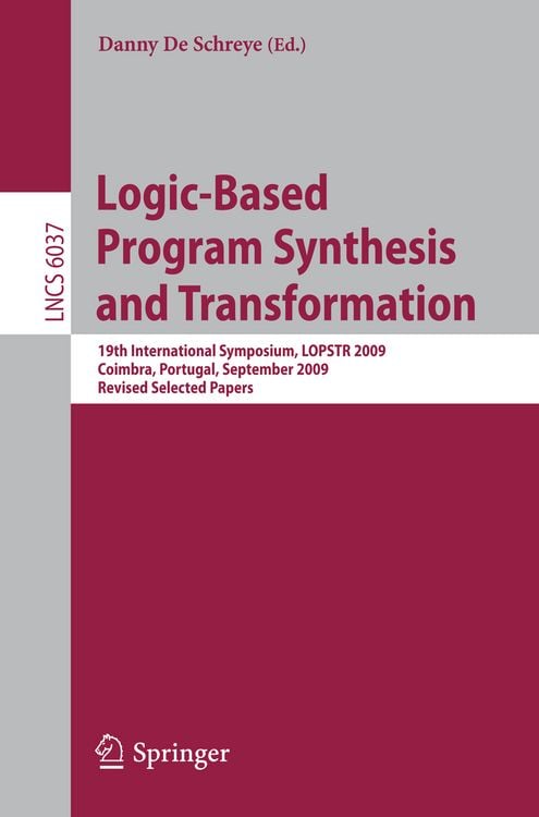 Produktbild: Logic-Based Program Synthesis and Transformation