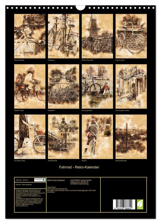 Produktbild: Fahrrad - Retro-Kalender (Wandkalender 2026 DIN A3 hoch), CALVENDO Monatskalender