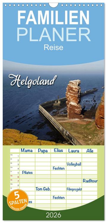 Produktbild: Familienplaner 2026 - Helgoland mit 5 Spalten (Wandkalender, 21 x 45 cm) CALVENDO