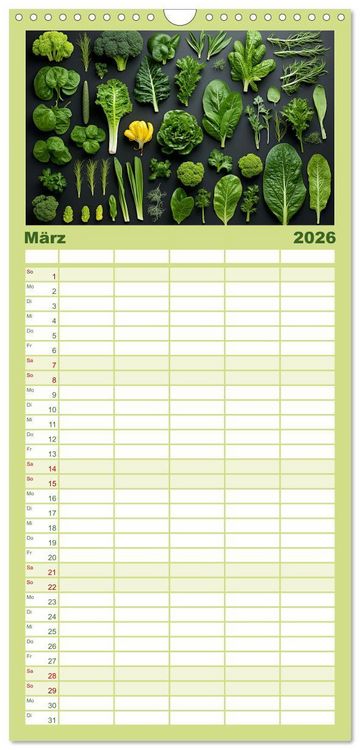 Produktbild: Familienplaner 2026 - Ordentlich Vegetarisch mit 5 Spalten (Wandkalender, 21 x 45 cm) CALVENDO