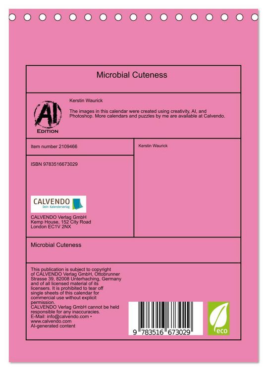 Produktbild: Microbial Cuteness (Desk Calendar 2026 DIN A5 portrait), CALVENDO 12 Month DeskCalendar