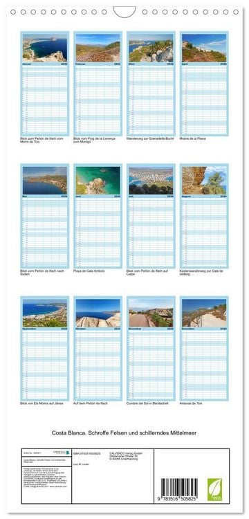 Produktbild: Familienplaner 2026 - Costa Blanca. Schroffe Felsen und schillerndes Mittelmeer mit 5 Spalten (Wandkalender, 21 x 45 cm) CALVENDO