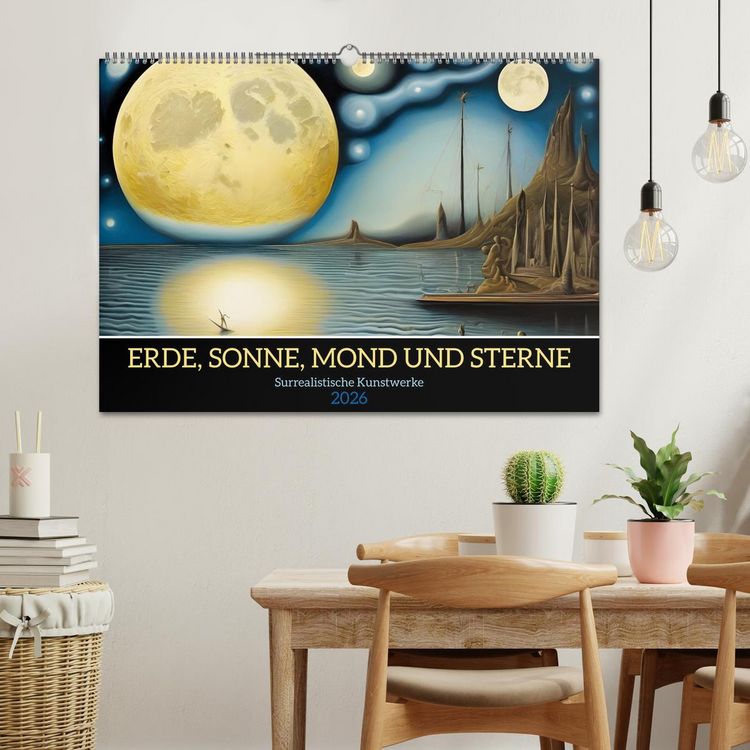 Produktbild: Erde, Sonne, Mond und Sterne Surrealistische Kunstwerke (Wandkalender 2026 DIN A2 quer), CALVENDO Monatskalender