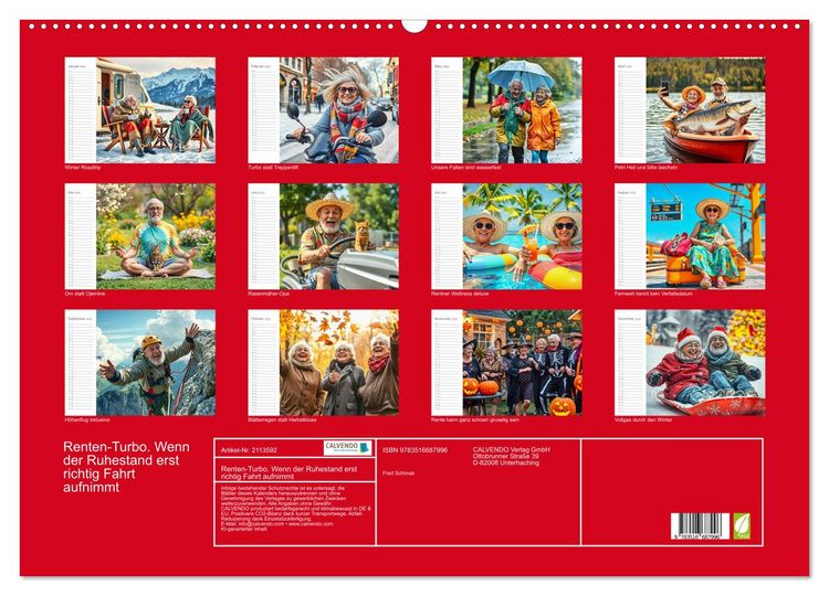 Produktbild: Renten-Turbo. Wenn der Ruhestand erst richtig Fahrt aufnimmt (Wandkalender 2026 DIN A2 quer), CALVENDO Monatskalender