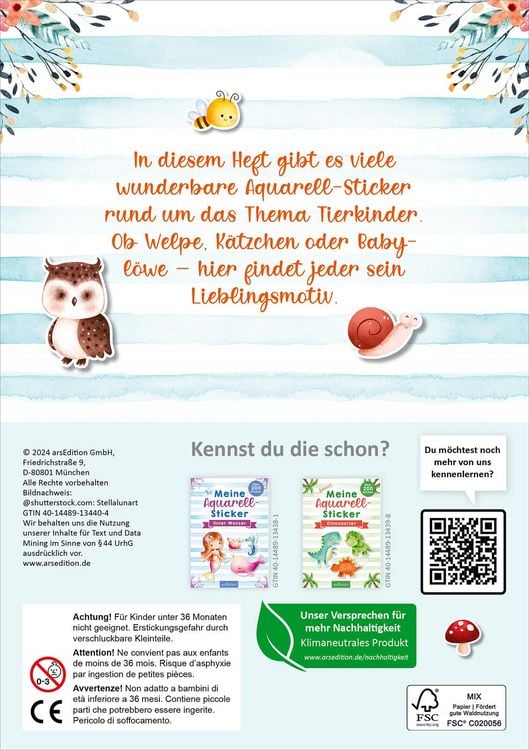 Produktbild: Meine Aquarell-Sticker &ndash; Tierkinder