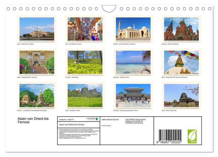Produktbild: Asien von Orient bis Fernost (Wandkalender 2026 DIN A4 quer), CALVENDO Monatskalender