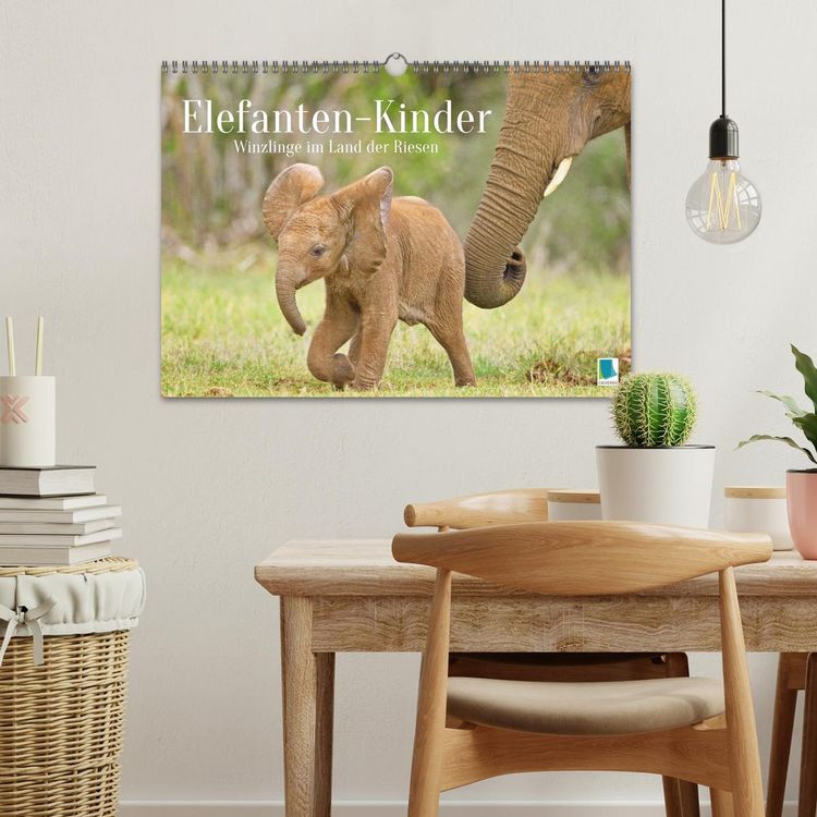 Produktbild: Elefantenkinder: Winzlinge im Land der Riesen (Wandkalender 2026 DIN A3 quer), CALVENDO Monatskalender