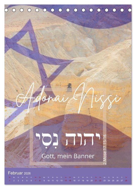 Produktbild: Israel und hebr&auml;ische Namen Gottes (Tischkalender 2026 DIN A5 hoch), CALVENDO Monatskalender