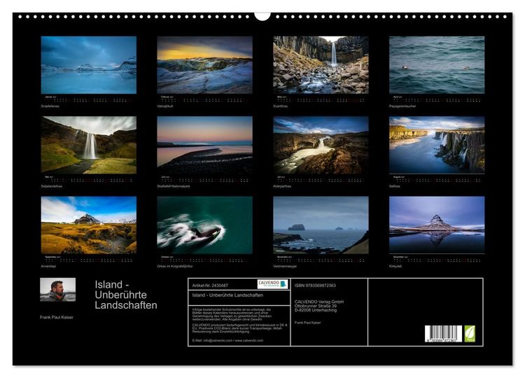 Produktbild: Island - Unber&uuml;hrte Landschaften (Wandkalender 2027 DIN A2 quer), CALVENDO Monatskalender