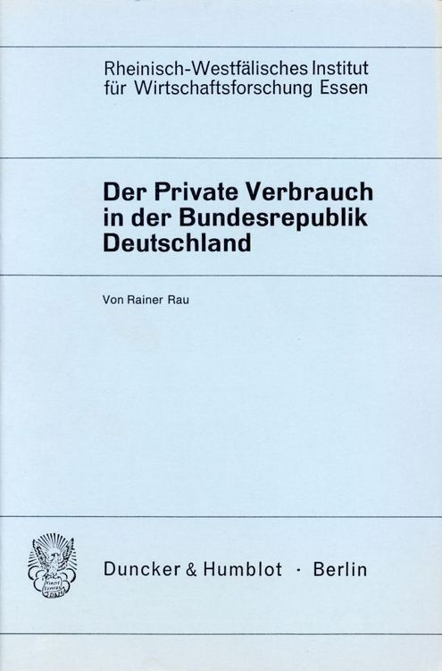 Produktbild: Der Private Verbrauch in der Bundesrepublik Deutschland.