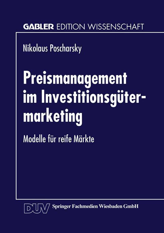 Produktbild: Preismanagement im Investitionsg&uuml;termarketing