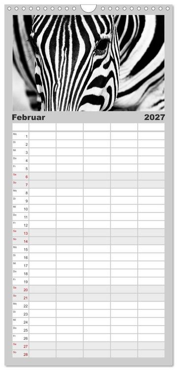 Produktbild: Familienplaner 2027 - Afrika Schwarz - Weiss mit 5 Spalten (Wandkalender, 21 x 45 cm) CALVENDO