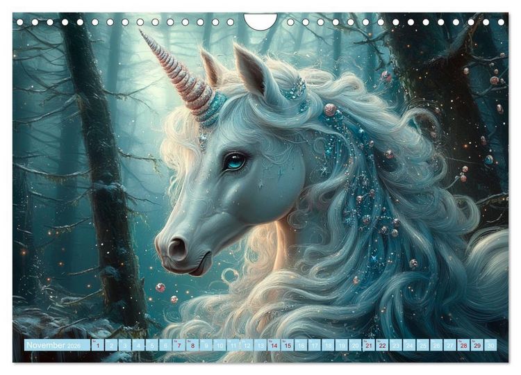 Produktbild: Zwischen Glitzer und Fantasie-Einh&ouml;rner durchs Jahr (Wandkalender 2026 DIN A4 quer), CALVENDO Monatskalender