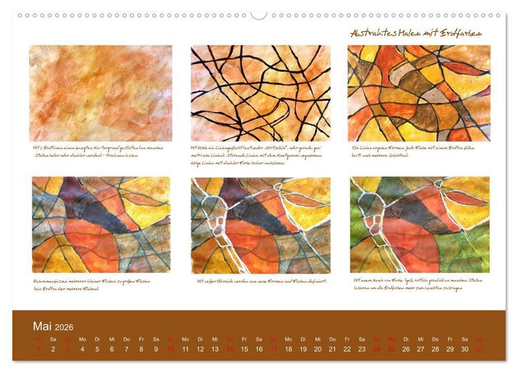 Produktbild: Voller Freude mit Malen durch das Jahr! 12 ausf&uuml;hrliche Schritt-f&uuml;r-Schritt-Anleitungen (hochwertiger Premium Wandkalender 2026 DIN A2 quer), Kunstdruck in Hochglanz