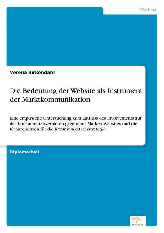 Produktbild: Die Bedeutung der Website als Instrument der Marktkommunikation