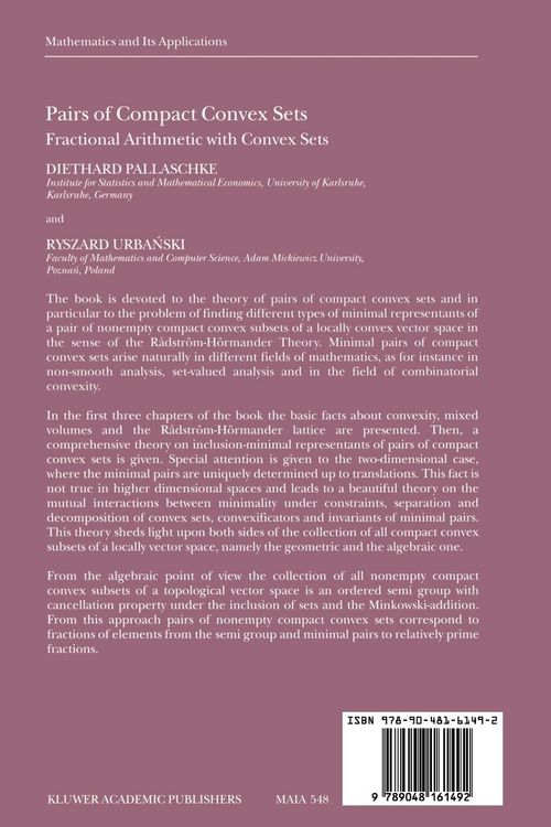 Produktbild: Pairs of Compact Convex Sets