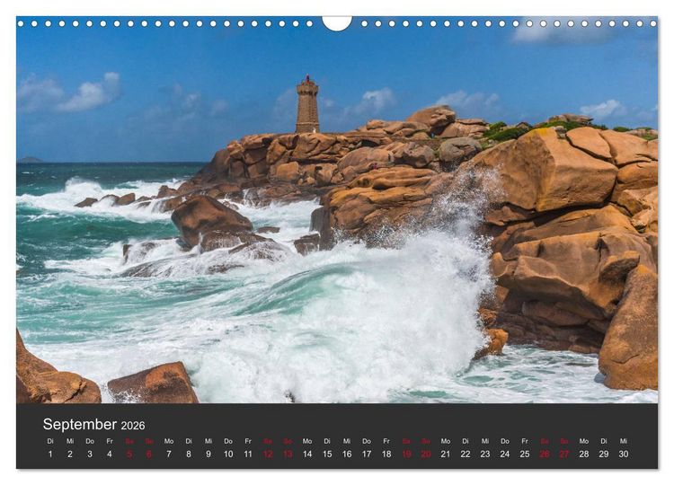 Produktbild: C&ocirc;te de Granit Rose - Ein K&uuml;stenbereich in der Bretagne (Wandkalender 2026 DIN A3 quer), CALVENDO Monatskalender