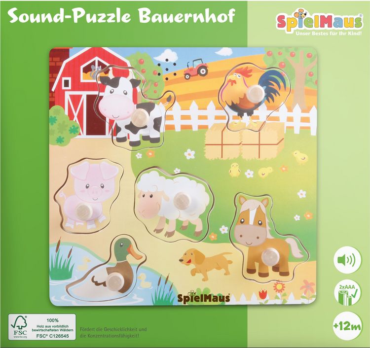 Produktbild: SpielMaus Holz Sound Holzpuzzle Bauernhof