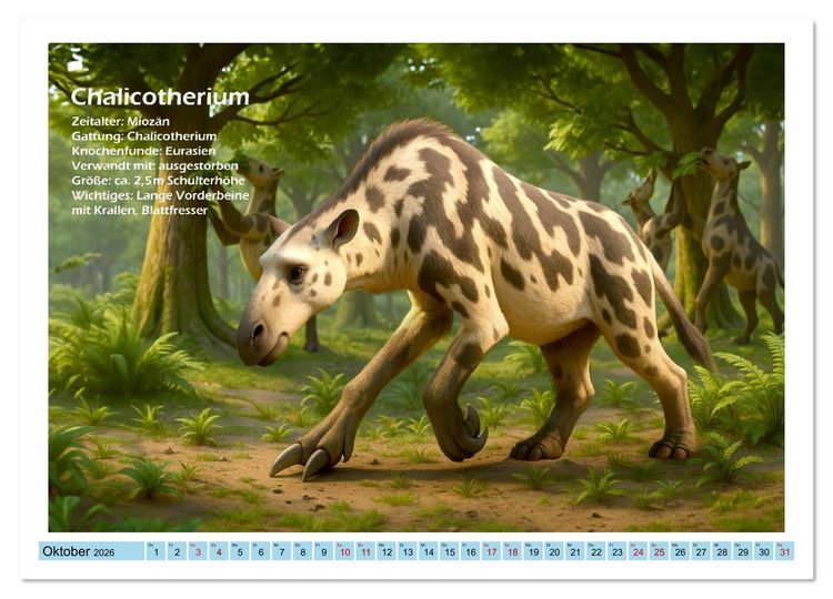 Produktbild: Urige Megafauna pr&auml;historisch und niedlich (Wandkalender 2026 DIN A4 quer), CALVENDO Monatskalender