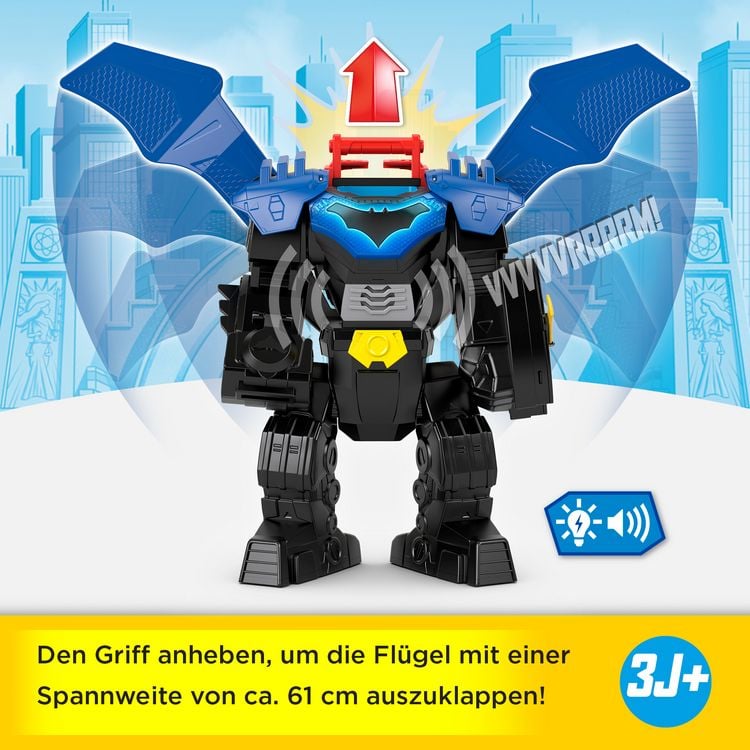 Produktbild: Fisher-Price Imaginext DC Super Friends Batman Flug-Mech Spielzeug mit Lichtern, Ger&auml;uschen und Actionfigur