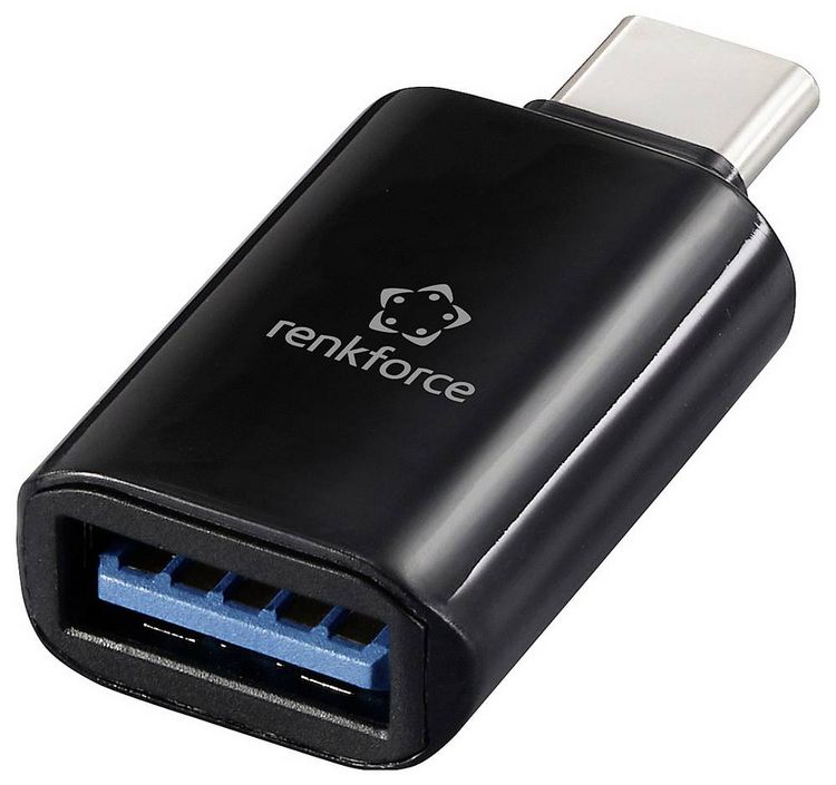 Produktbild: Renkforce USB Adapter [1x USB-C&reg; Stecker - 1x USB-A Buchse] USB 3.2 Type C/A Charging Adapter, PD36W, 10 Gpbs LED-Display Laden