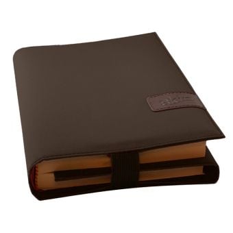 Produktbild: BookSKIN Buch Einband (Gr&ouml;&szlig;enverstellbar) in Kaffee-Braun mit Lesezeichen