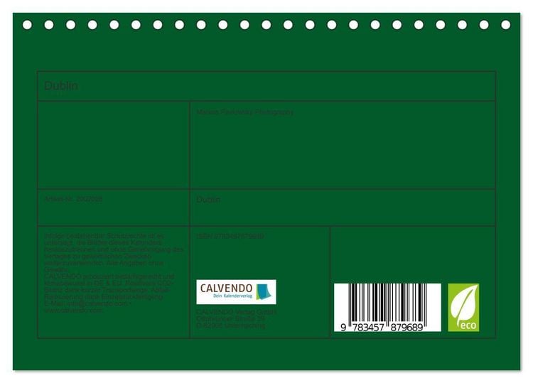 Produktbild: Dublin (Tischkalender 2026 DIN A5 quer), CALVENDO Monatskalender