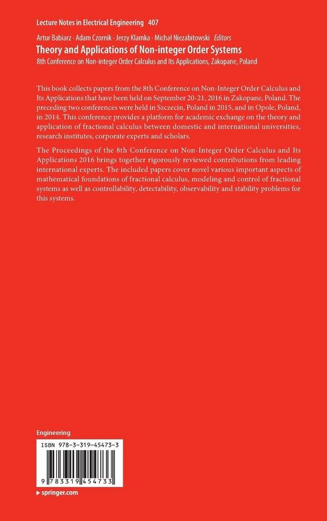 Produktbild: Theory and Applications of Non-integer Order Systems