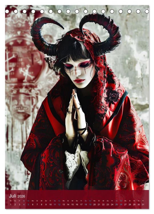 Produktbild: Teuflische Gothics - Gothic, Girls und H&ouml;rner (Tischkalender 2026 DIN A5 hoch), CALVENDO Monatskalender