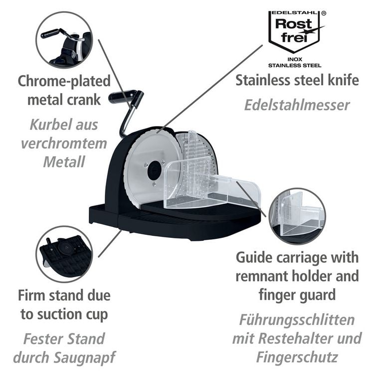 Produktbild: Brotschneidemaschine Schwarz, inkl. Restehalter