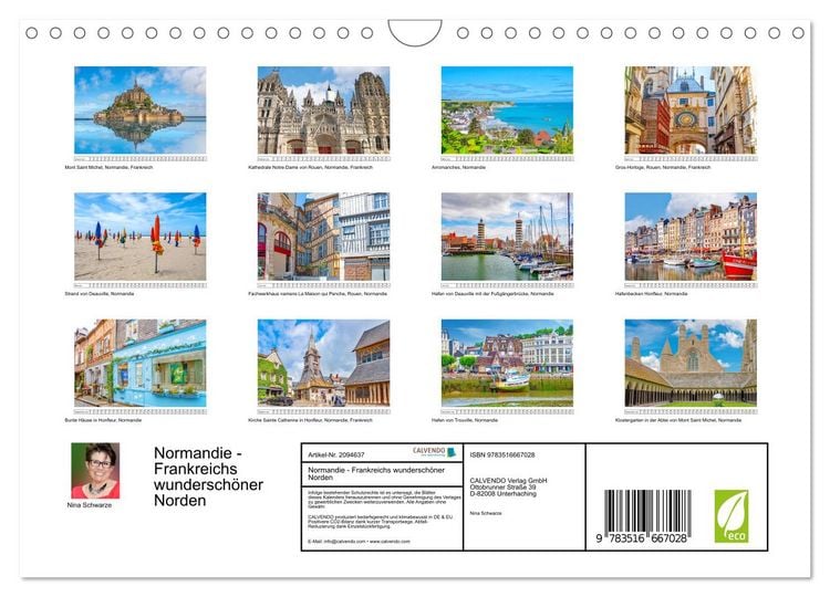 Produktbild: Normandie - Frankreichs wundersch&ouml;ner Norden (Wandkalender 2026 DIN A4 quer), CALVENDO Monatskalender