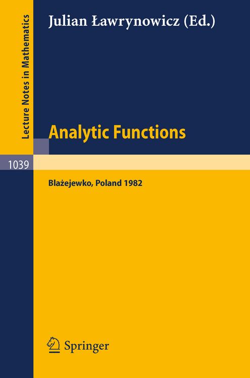 Produktbild: Analytic Functions Blazejewko 1982