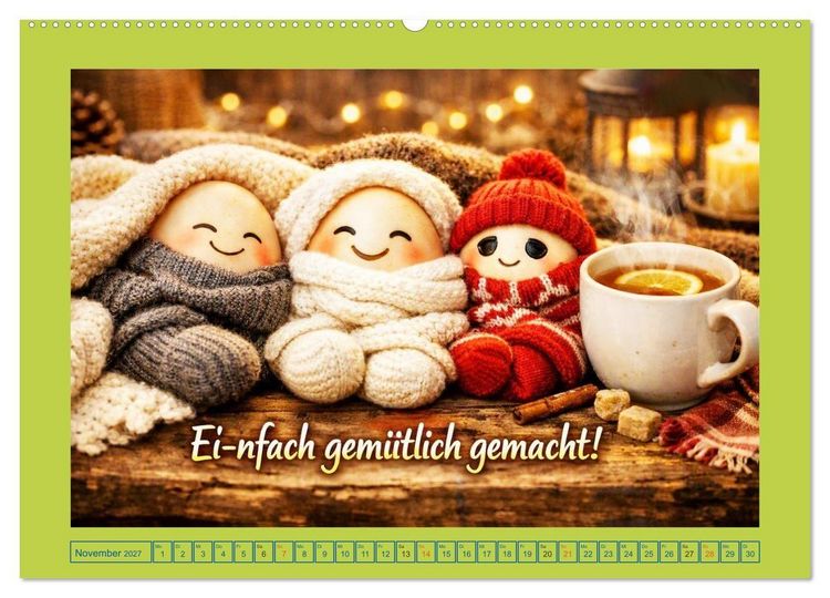 Produktbild: Ei-n Jahr voller Spa&szlig;! - Humor, Herz und H&uuml;hnerei (hochwertiger Premium Wandkalender 2027 DIN A2 quer), Kunstdruck in Hochglanz