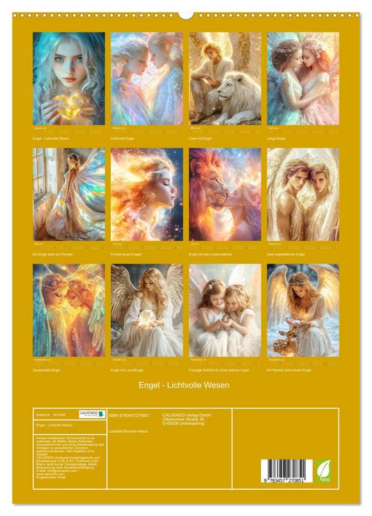 Produktbild: Engel - Lichtvolle Wesen (hochwertiger Premium Wandkalender 2026 DIN A2 hoch), Kunstdruck in Hochglanz