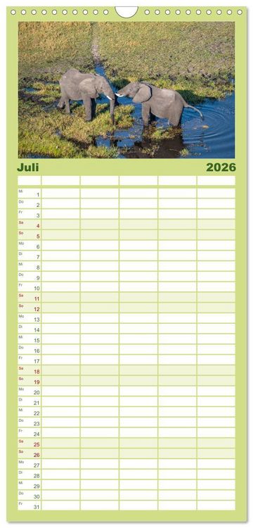 Produktbild: Familienplaner 2026 - Okavango! Atemberaubende Natursch&ouml;nheit im gr&ouml;&szlig;ten Binnendelta der Welt mit 5 Spalten (Wandkalender, 21 x 45 cm) CALVENDO