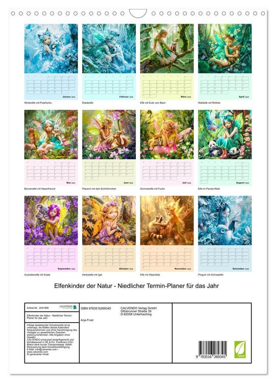 Produktbild: Elfenkinder der Natur - Niedlicher Termin-Planer f&uuml;r das Jahr (Wandkalender 2026 DIN A3 hoch), CALVENDO Monatskalender