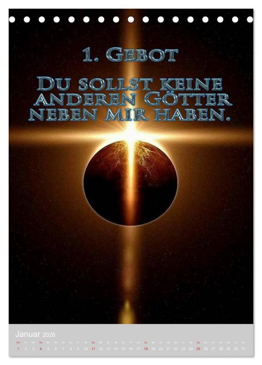Produktbild: GOTTES 10 GEBOTE (Tischkalender 2026 DIN A5 hoch), CALVENDO Monatskalender