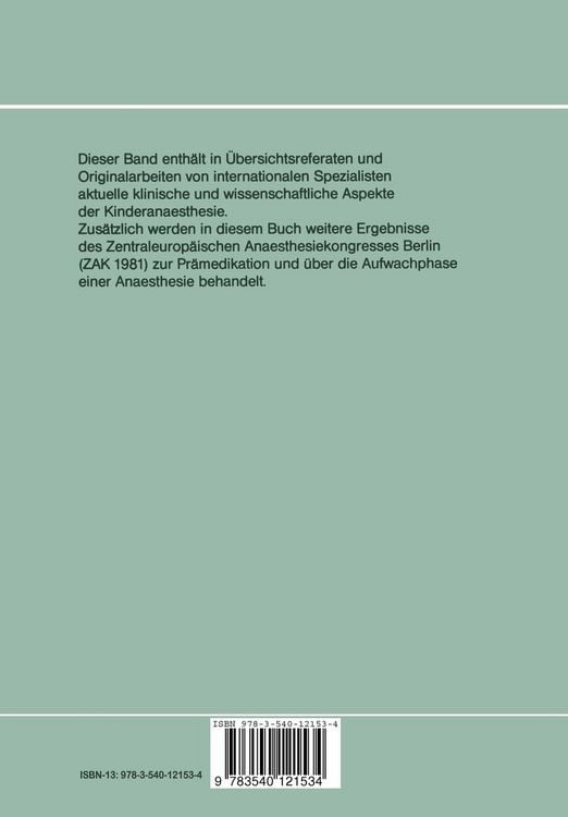 Produktbild: Kinderanaesthesie
